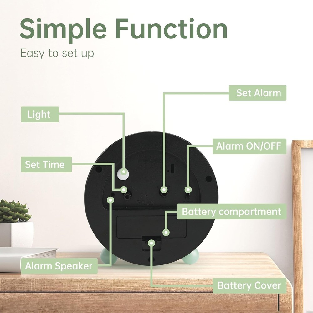 Charming Green Analog Clock - 4-Inch, Super Silent & Ideal for Any Setting