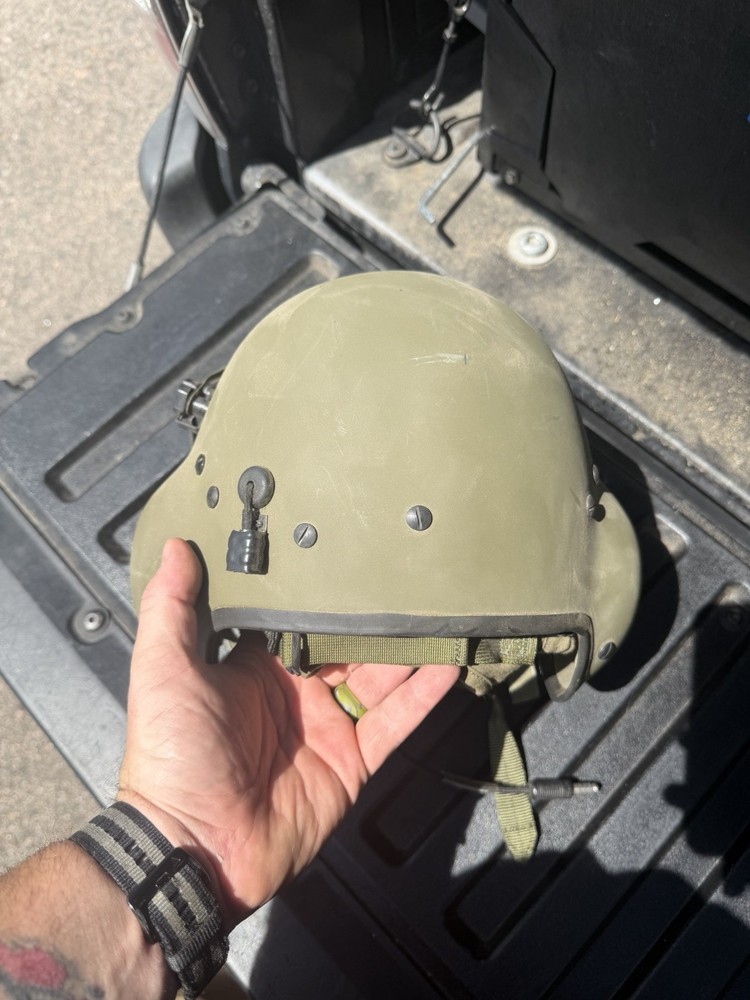 Flight Helmet Olive Drab with Visor and Adjustable Chin Strap