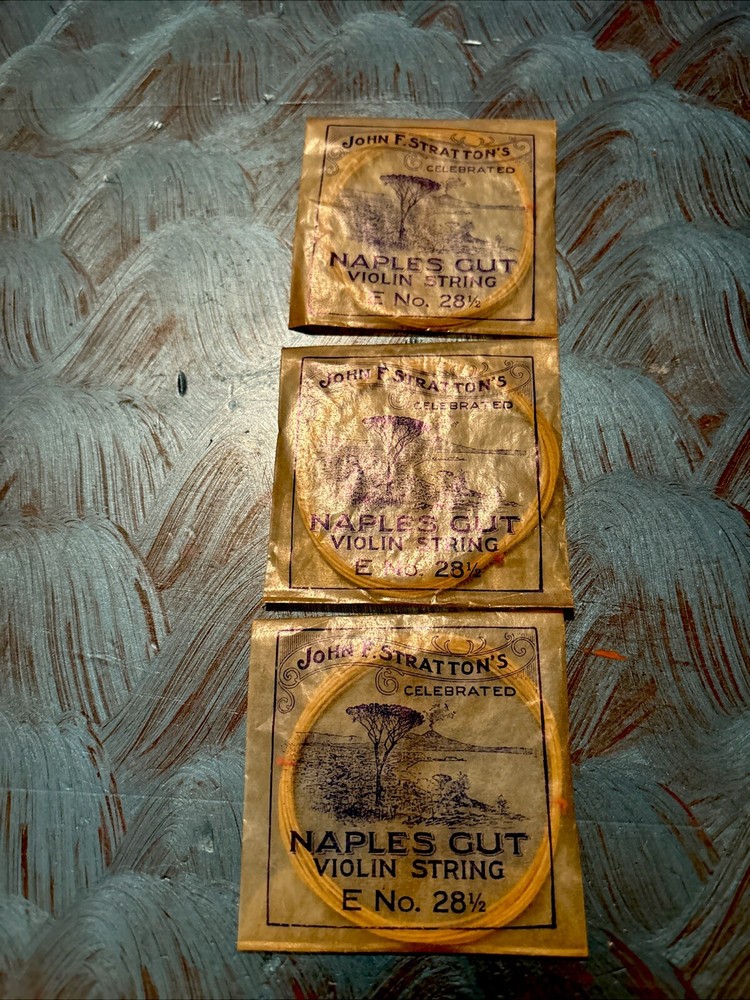 (3) JOHN F STRATTONS BIRMINGHAM GUT VIOLIN STRINGs  E STRING PRE WW1 1920S