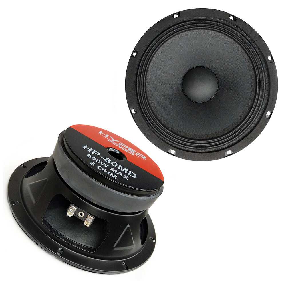 HyperPower 8" High Output Midrange Speaker HP-80MD 300 Watt-RMS 8 ohm (PAIR)