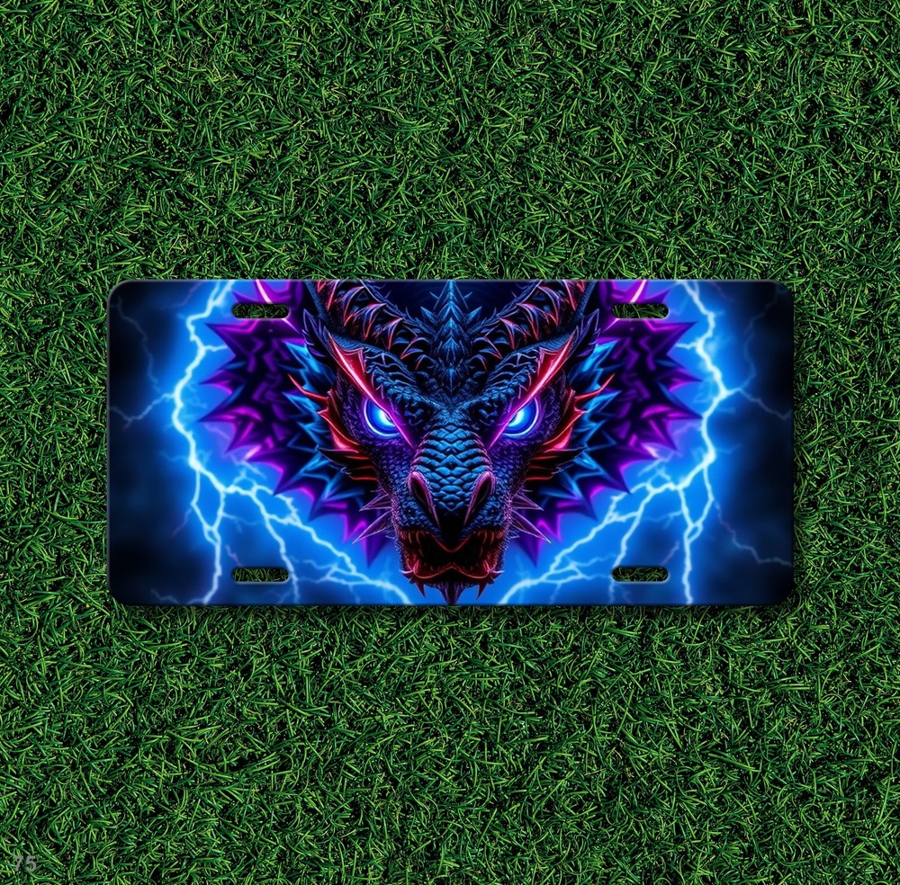 Dragon License Plate Elemental Dragon Artwork Add Custom Text Decor Plate
