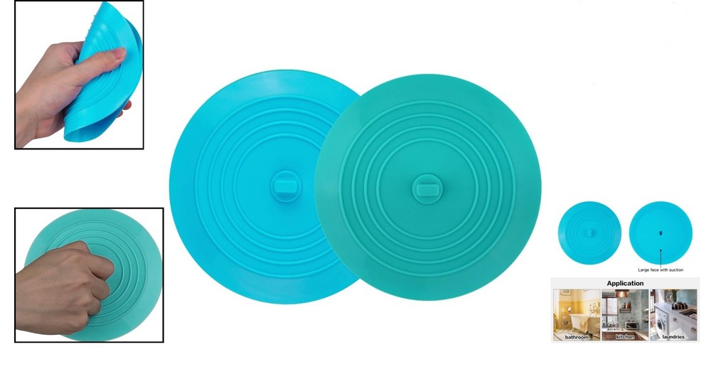 Effective 2-Pack 6” Silicone Drain Stoppers - Ideal for Bath & Laundry Use