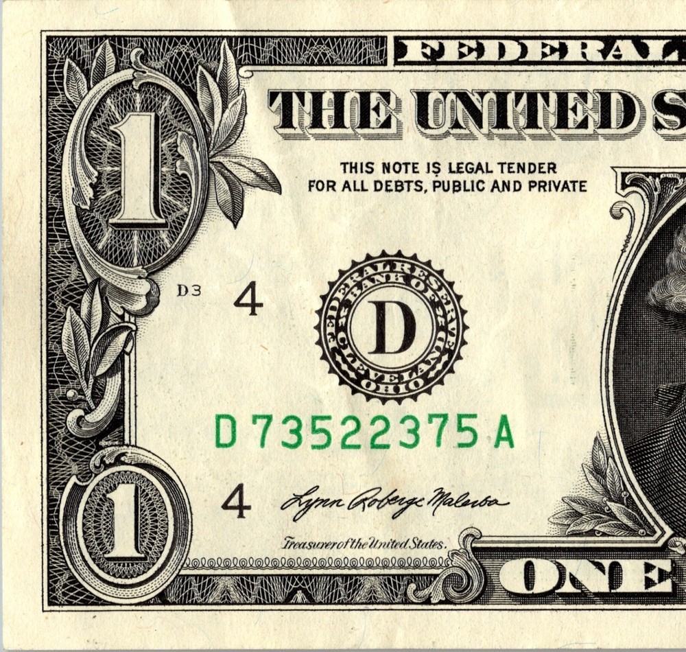 Four Pair Fancy Serial Number One Dollar Bill