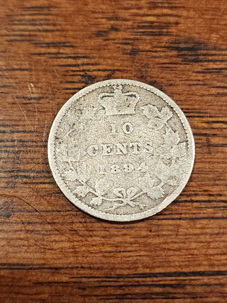 1894 Canada 10 Cents Silver Coin
