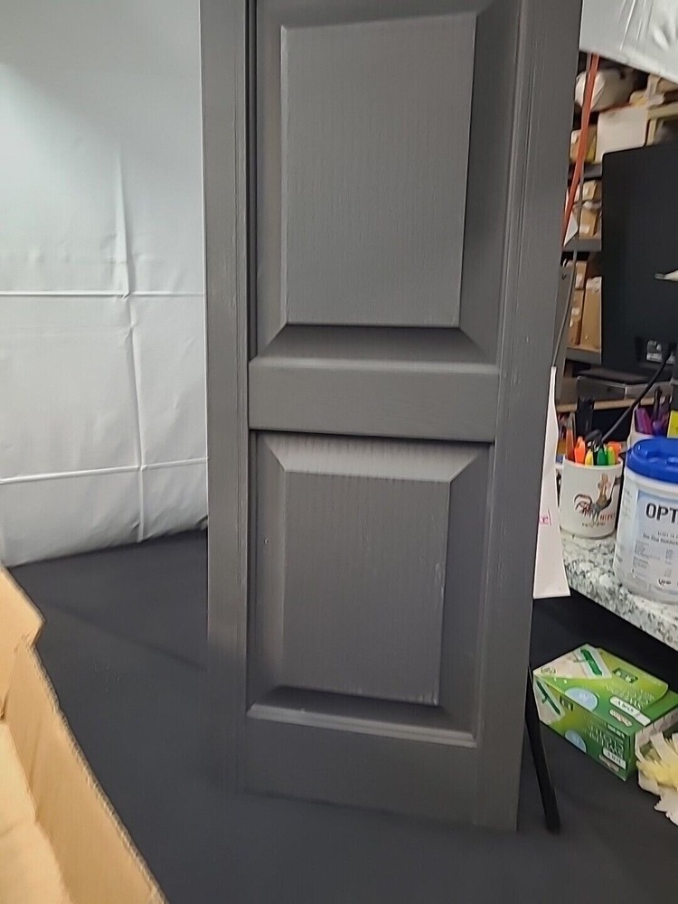 PREMIER PANEL Raised Panel Vinyl Shutter 15"W x 39"L (1 Pair)-007 DARK GRAY