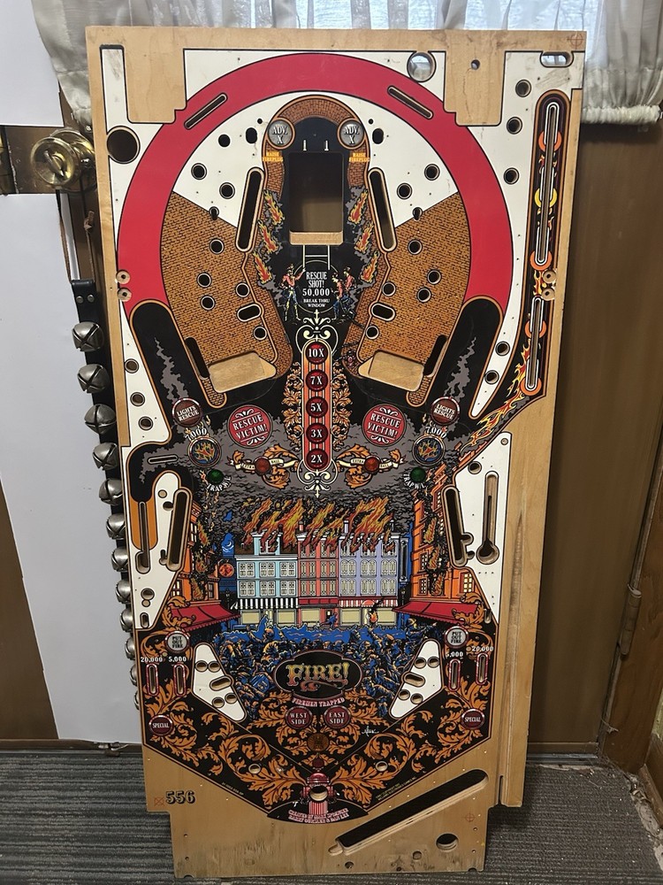 1987 Williams Fire! Pinball Playfield- NOS