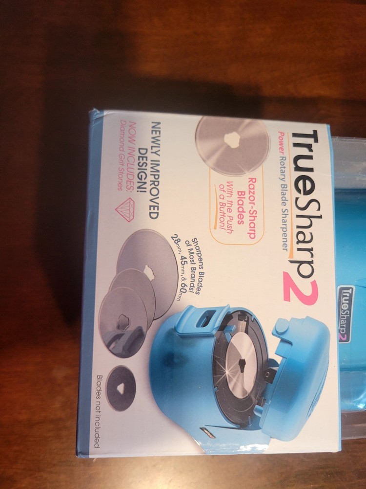 TRUE SHARP 2 High Quality Power Rotary Blade Sharpener Blue New/Open Box
