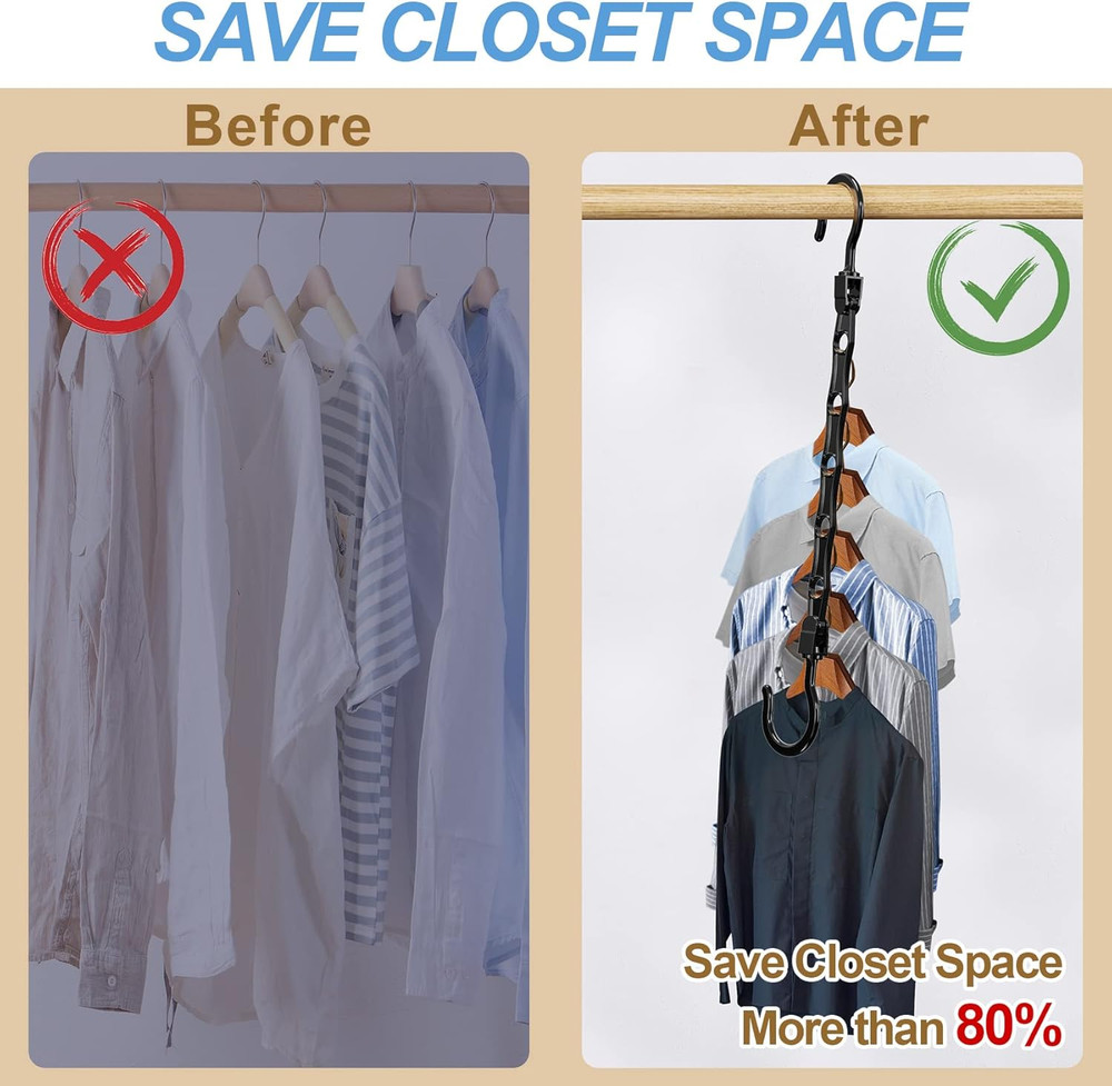 24 Pack Hangers Space Saving Magic Space Saver Storage Smart Plastic Clothes Han