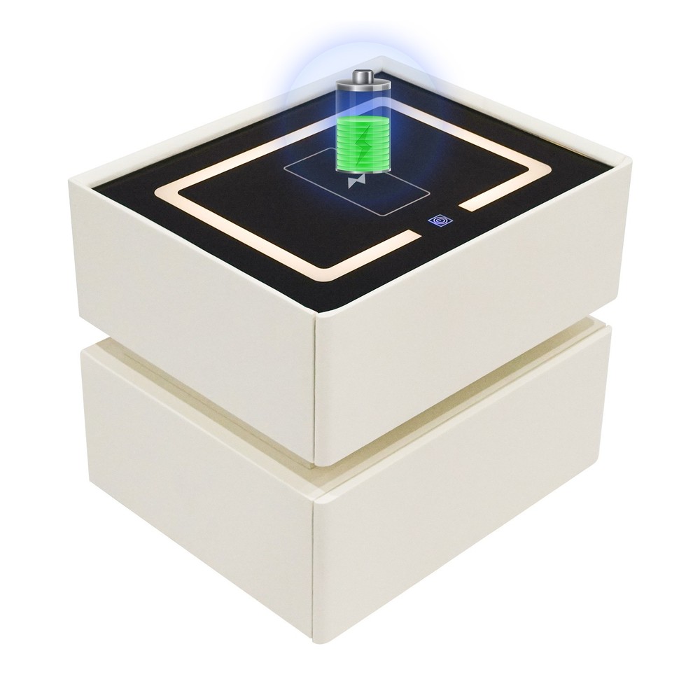 Smart Nightstand W/ Tri color sensor light+Wireless Charging+USB Bedside Table