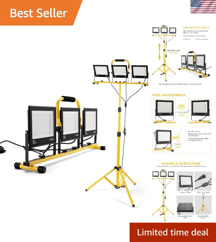 30000 Lumen Work Lights with Stand, 3 Adjustable Head LED Work Light, with Ad...