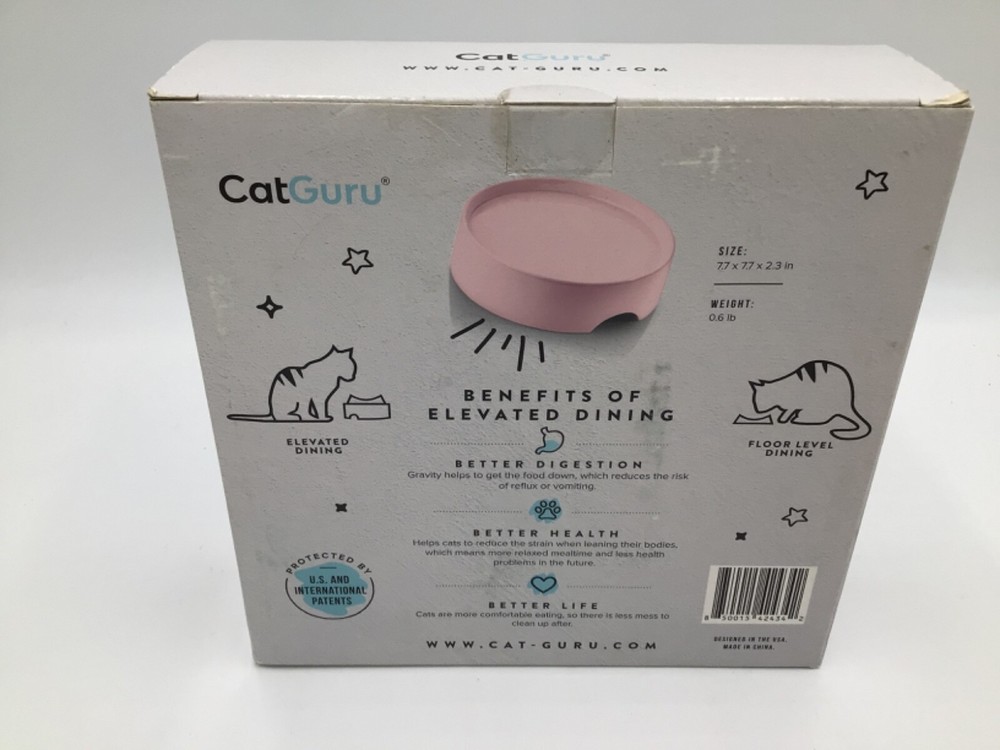 CatGuru Food Table for Elevated Dining Station Pink