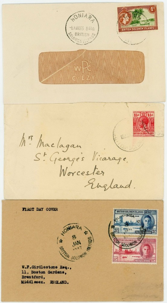 BRITISH SOLOMON ISLANDS 10 COVERS 1930-66