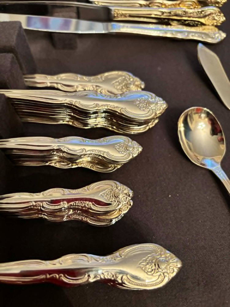 International Deepsilver Gold Electroplate Countess Silverware 57 Pieces