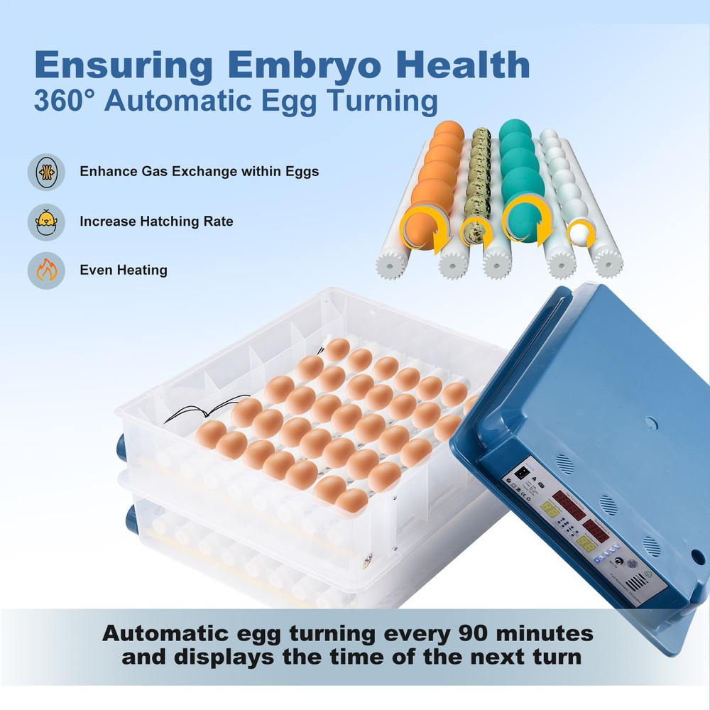 Automatic 120 Eggs Incubator Temperature Control Digital Chicken Egg Hatcher--