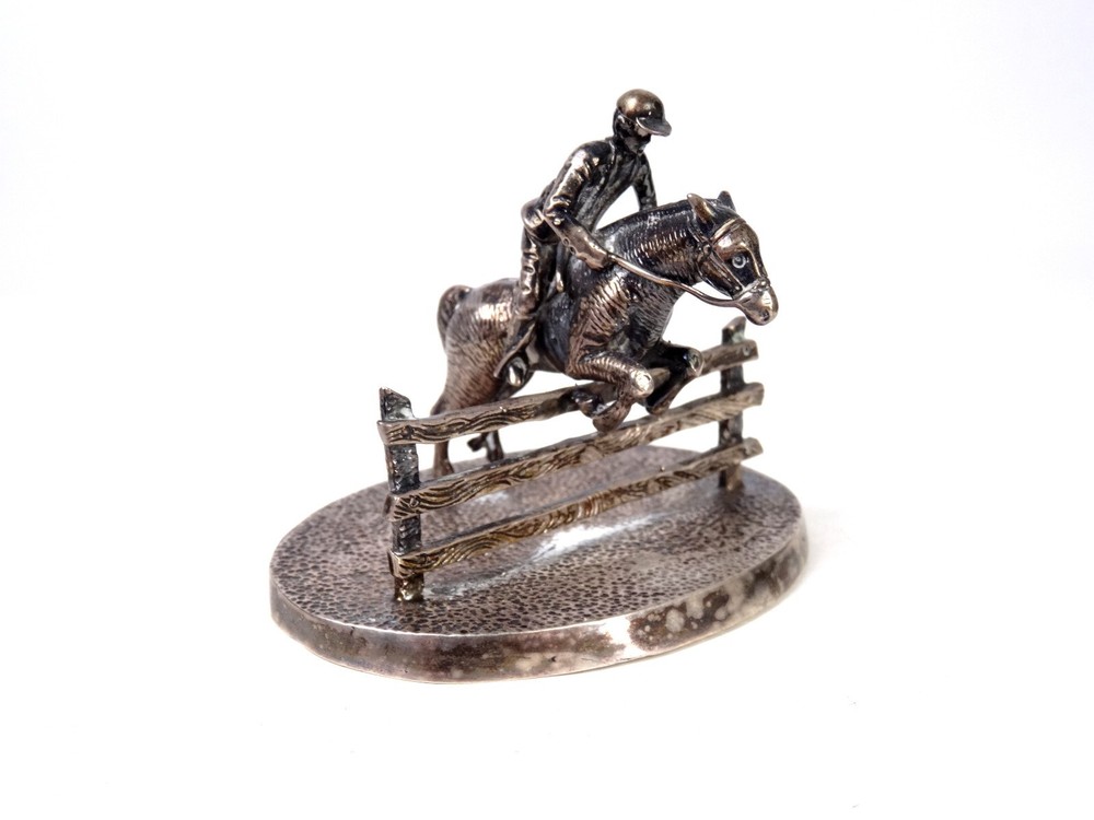 SILVER MINIATURE HORSE WITH RIDER (Ref 1538)
