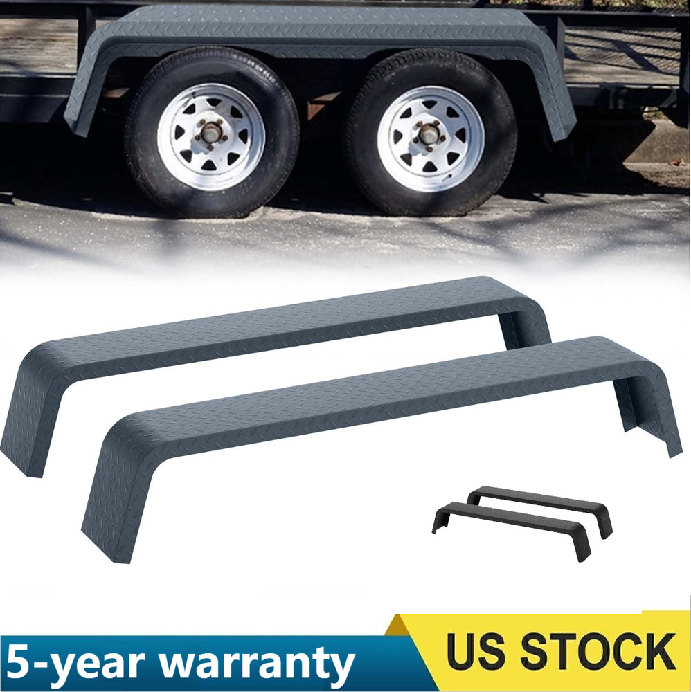 2 x Diamond Tread Plate Double Tandem Axle Trailer Fenders for 13"-15" Tires