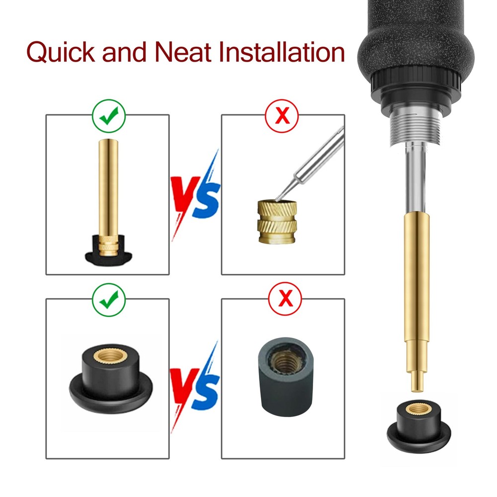 6 Pack Heat Set Insert Tool, Soldering Iron Tips for Thread Inserts M2 Yellow