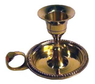 Small Brass Classical Chamberstick Candle Holder 2-1/2" with Finger Loop