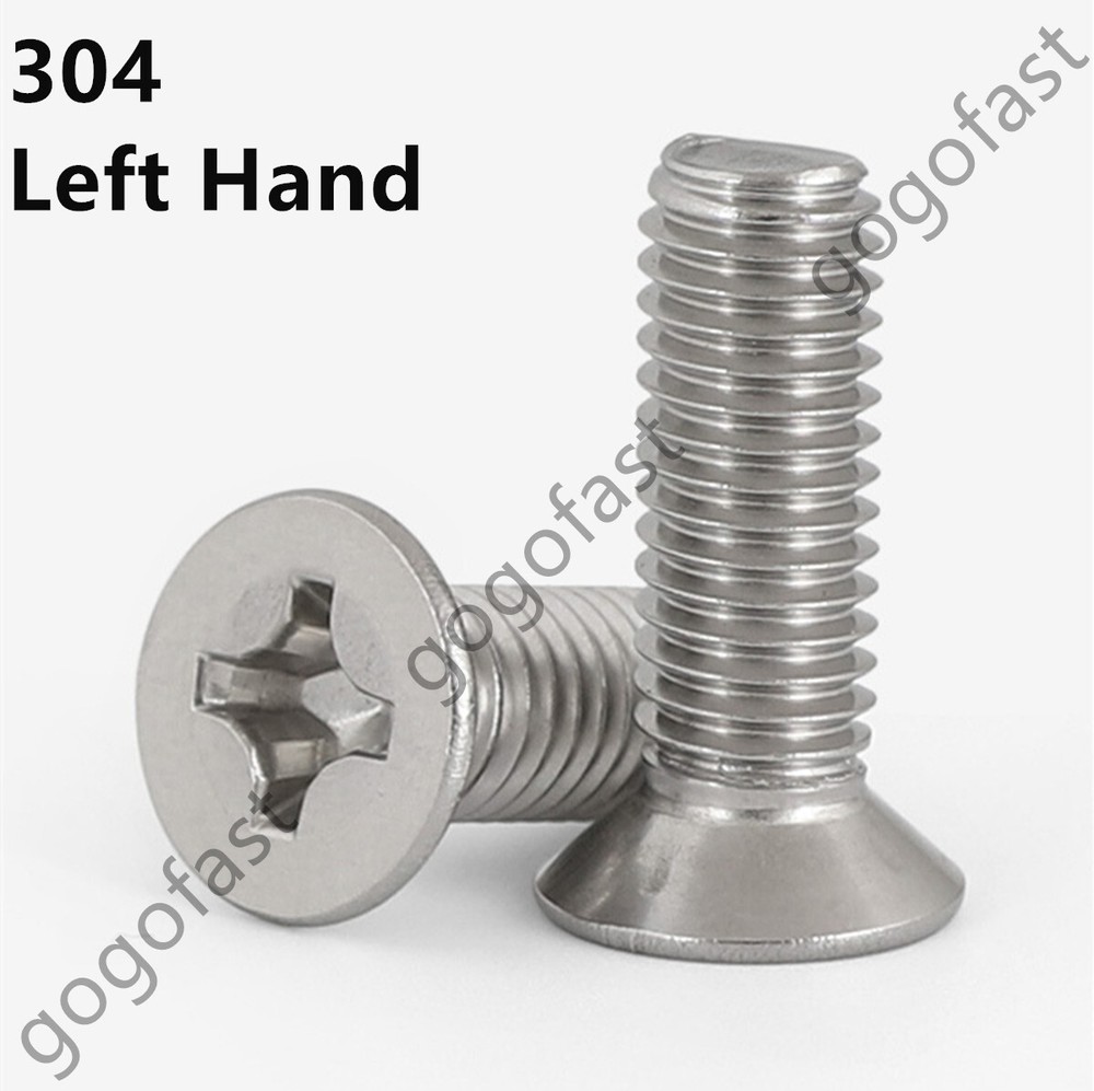 304 Stainless Steel Phillips Countersunk Head Screw Left Hand Thread M3 M4 M5 M6