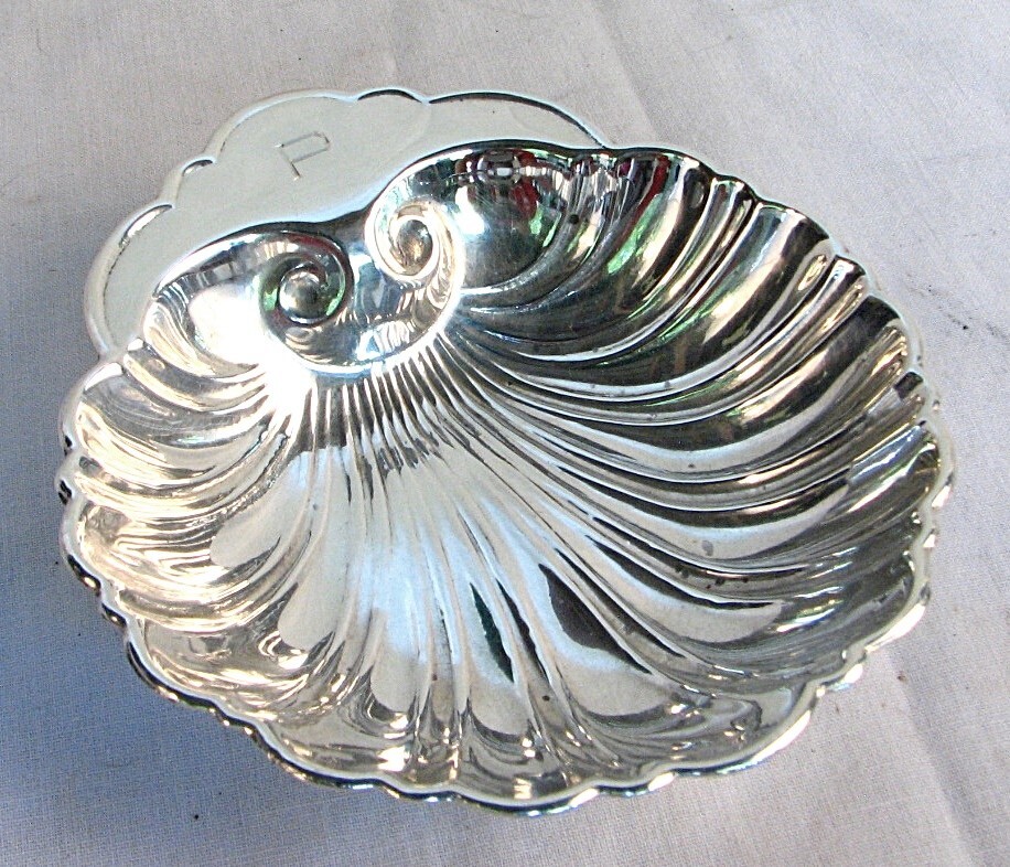 4 STERLING SEA SHELL DISHES SILVER c.1920