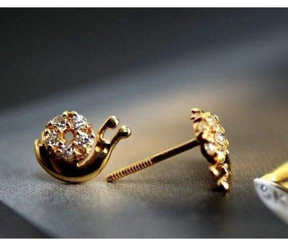 14k Yellow or White Gold CZ Snails Stud Earrings