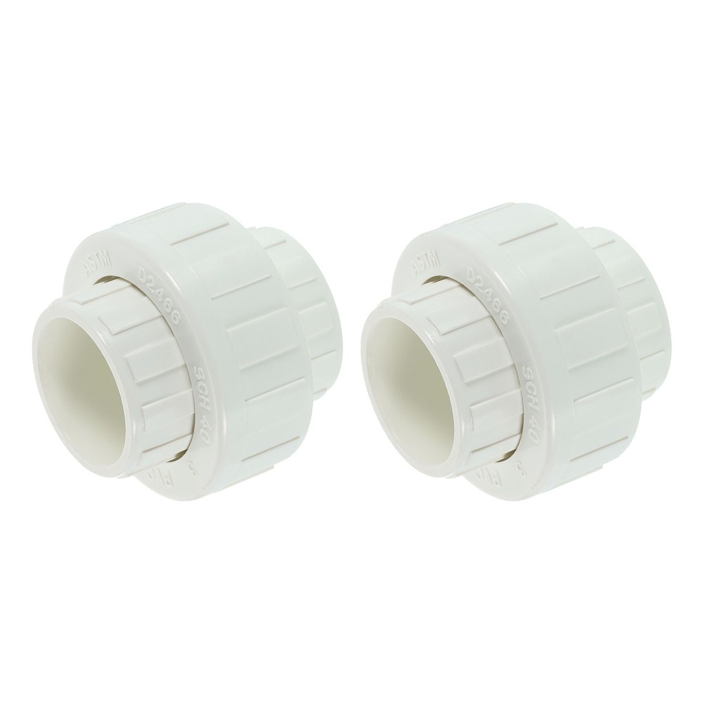 2Pcs 3/4" UPVC Union Coupling Pipe Fitting, UPVC Union Coupling Adapter, White