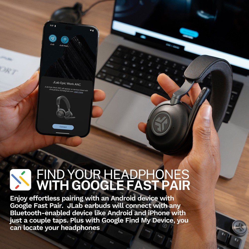 JLab - Epic Work ANC Wireless On-Ear Headset - Graphite