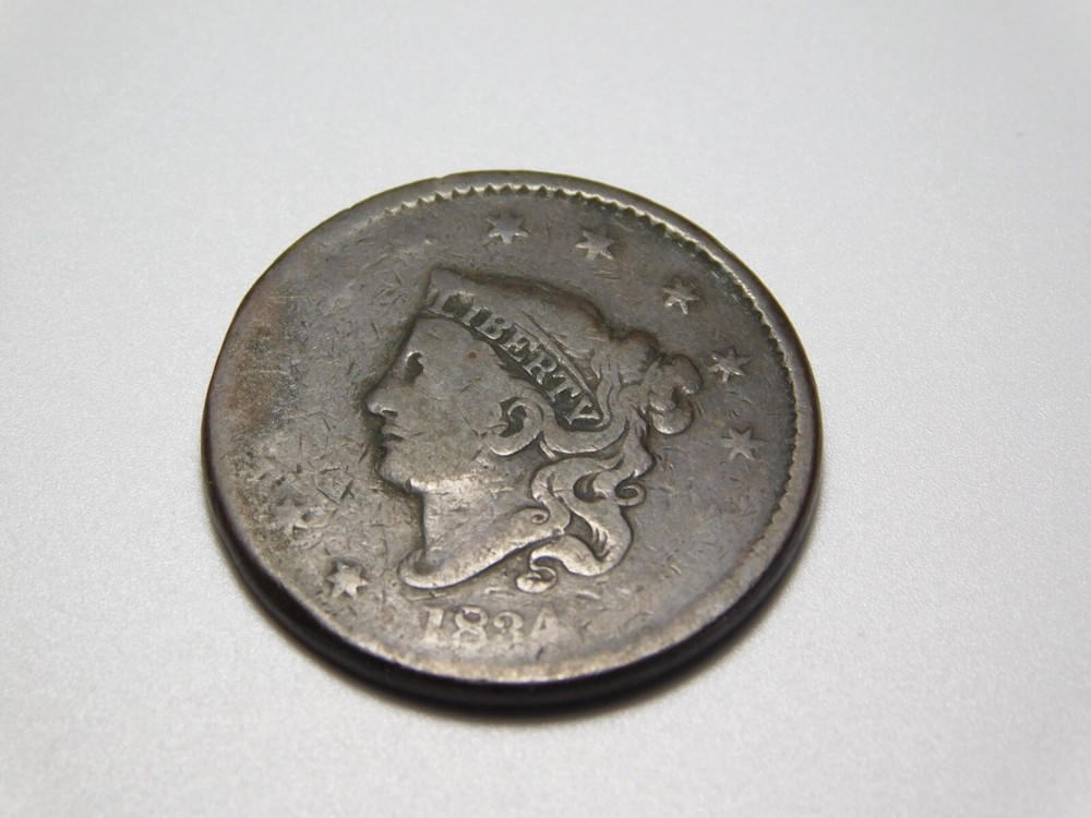 US COINS 1834 CORONET HEAD LARGE CENT