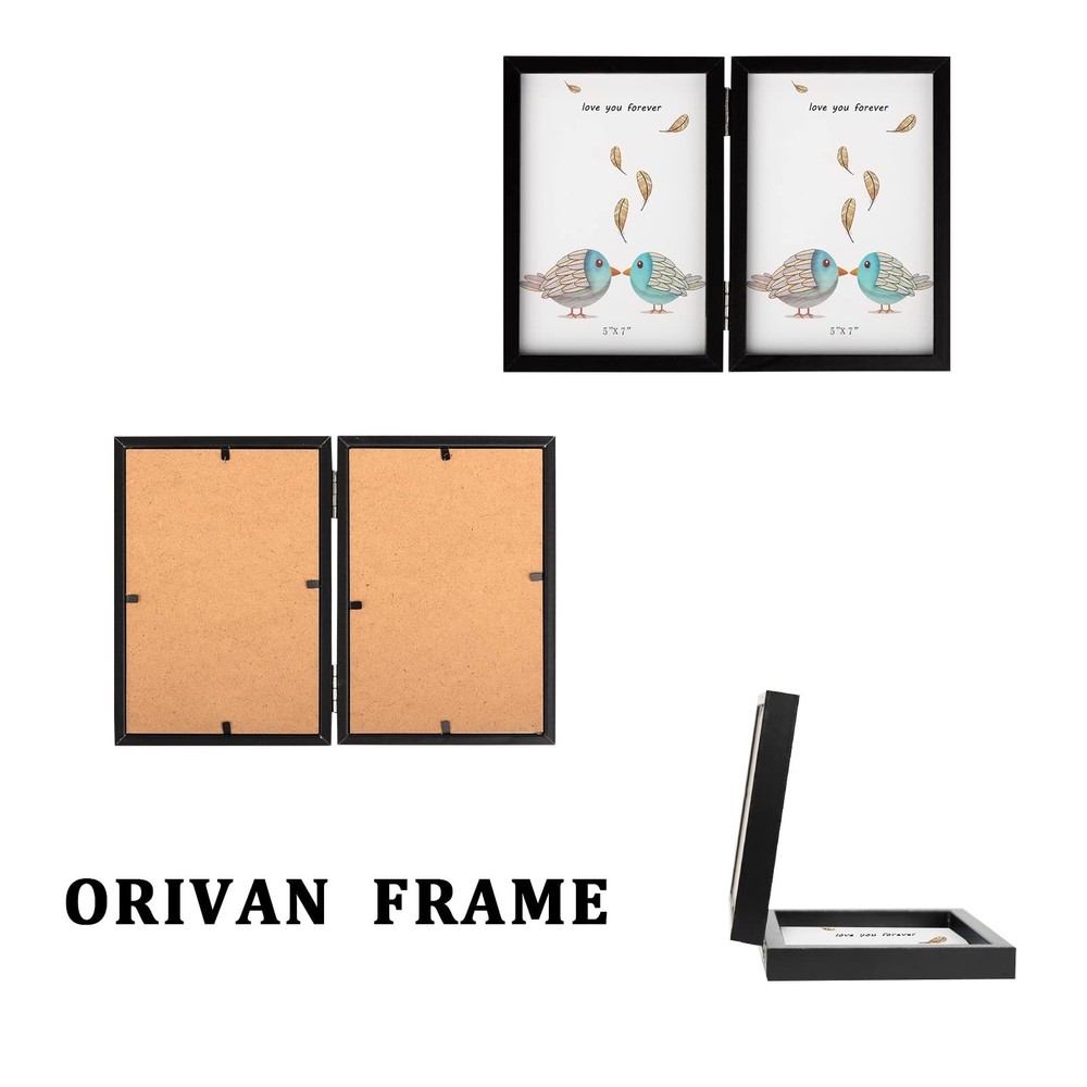 5x7 Double Picture Frames Hinged Folding Photo Frames Vertical Stand Frames (...
