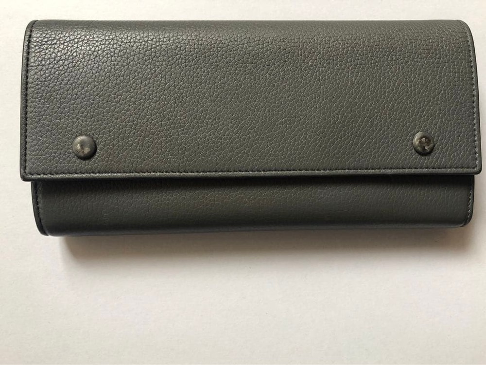 CELINE Gray Long Wallet Leather
