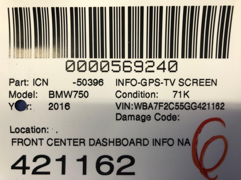 2016-2017 BMW 750XI FRONT CENTER DASHBOARD INFO NAVIGATION DISPLAY SCREEN