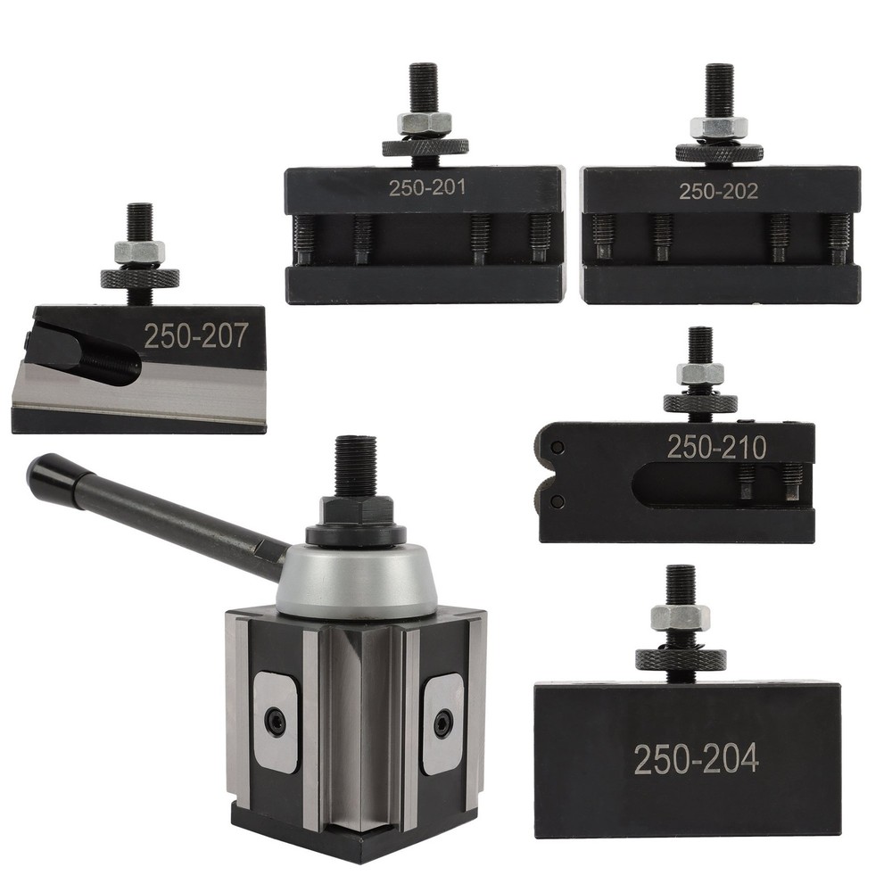 6 Pack BXA Tool Post Set 250-200 Complete Quick Change System for Lathes