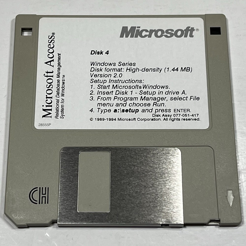 Microsoft Access Version 2 Windows 3.5” Floppy Disc 1994