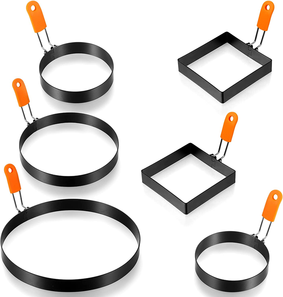 6 Pcs Professional Egg Ring Pancake Ring Set Stainless Steel Fried