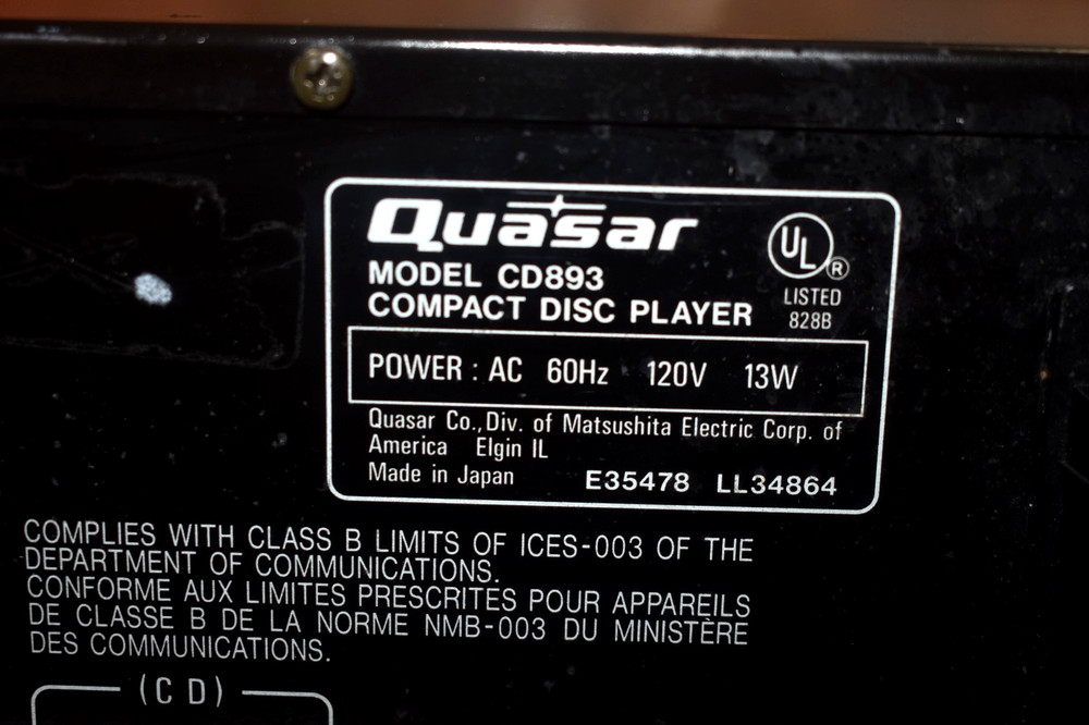Quasar (Panasonic) CD893 5 CD Disc Changer