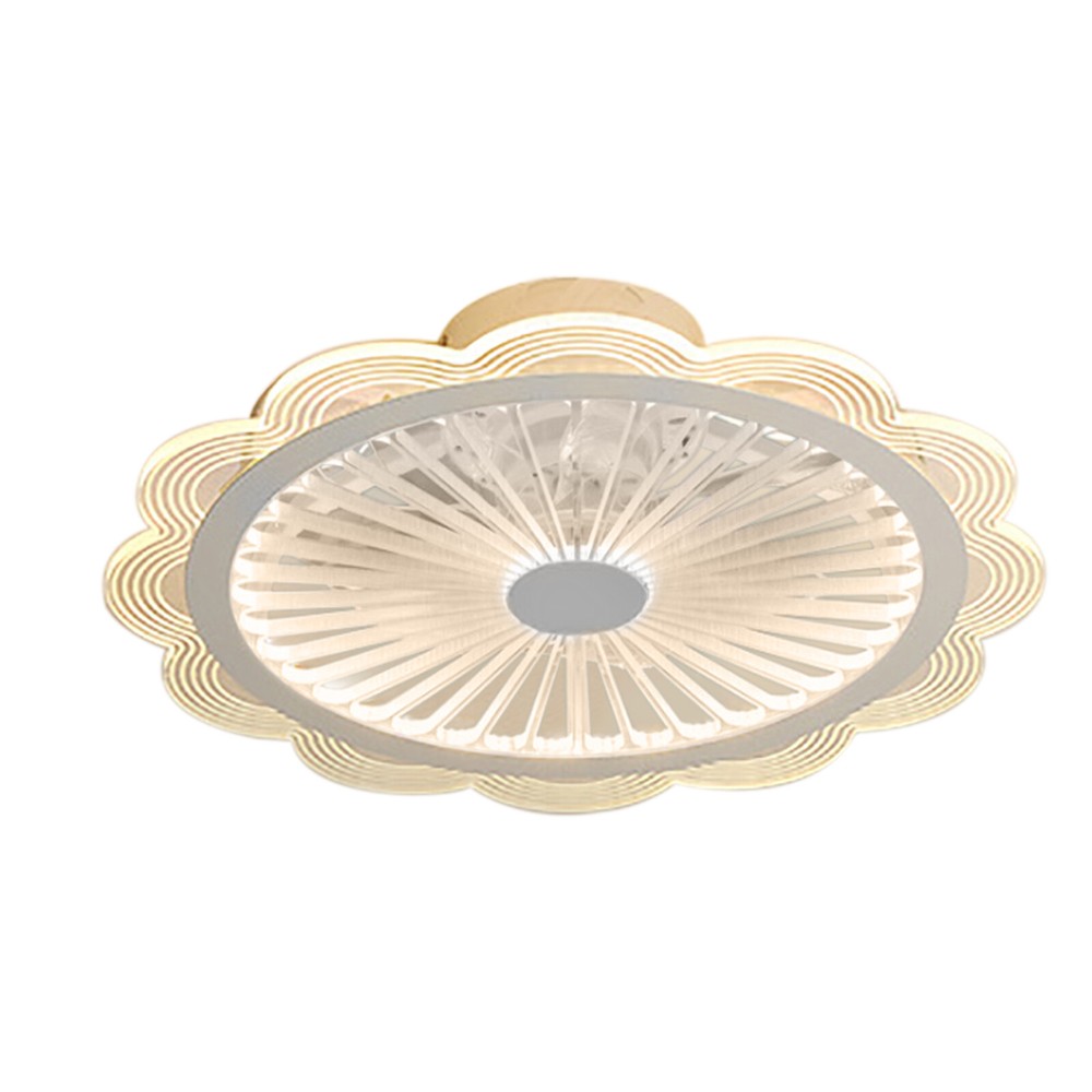 Flush Mount Ceiling Fan Light Dimmable LED Chandelier Fan W/ Remote Control