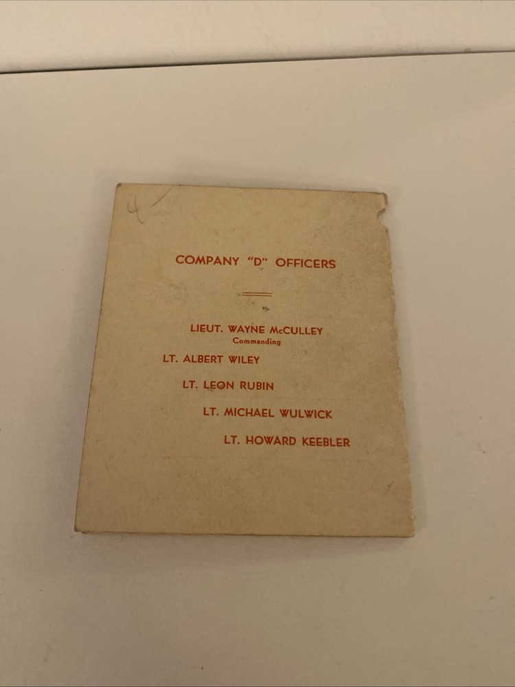 1942 COMPANY D DANCE CARD