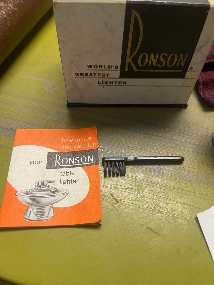 Vintage “Crown” Silver-Plated Ronson Table Lighter With Box