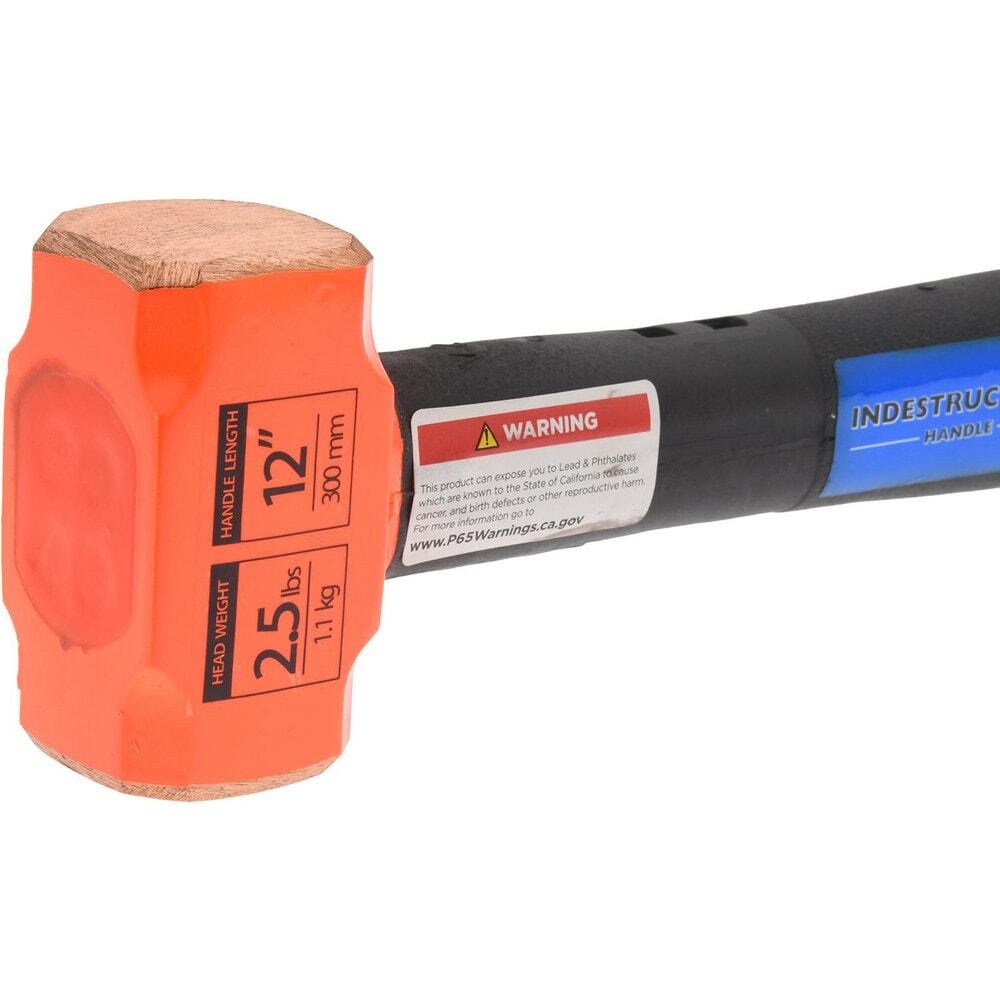 PRO SOURCE Non-Sparking Copper Head Sledge Hammer: 2.5 lb Head, 12" Overall L...