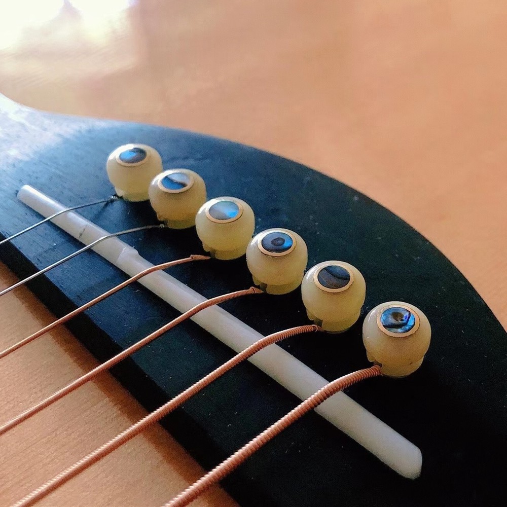 6x Guitar Pin Unbleached Bone Abalone shell Dot Luthier Bridge Nut Saddle H03