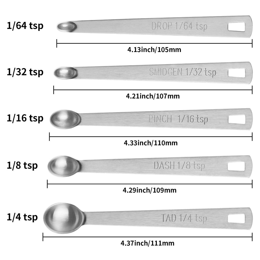 5PCS Small Measuring Spoons Set - Stainless Steel Tiny Measuring Spoons
