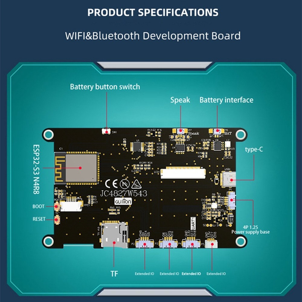 ESP32-S3 LCD Display IPS Capacitive 8M PSRAM WIFI Bluetooth Development6834
