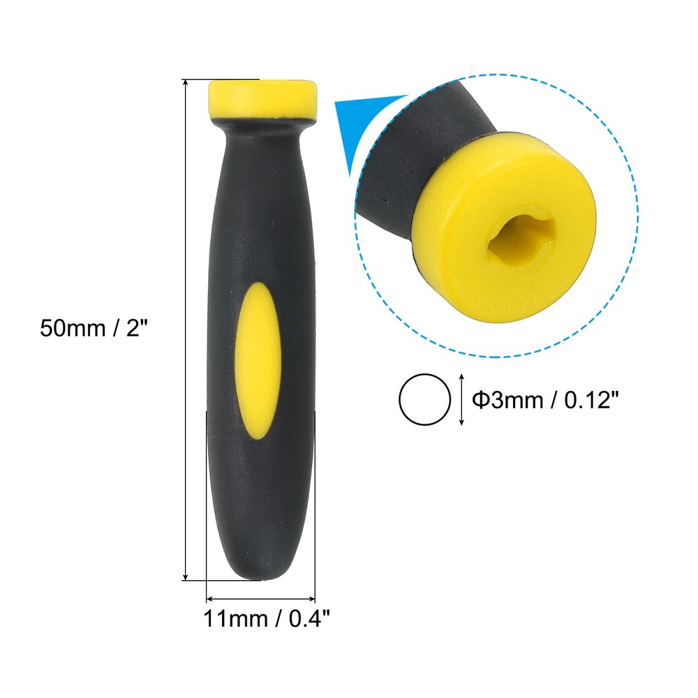 10Pcs 2" Rubber File Handle File Tool Handle for 0.12" File Black Yellow