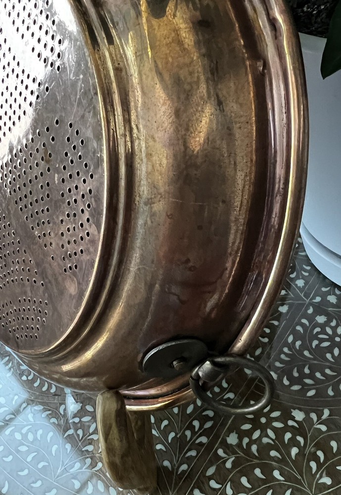 Vintage Copper Strainer with Hanging Loop 10” Diameter