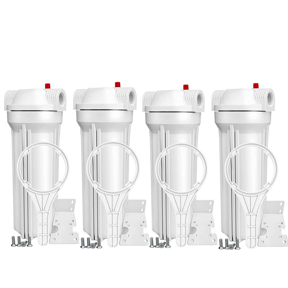 4 Pack 10 Inch Whole House Water Filter Housing for 10" x 2.5" Filters RO System
