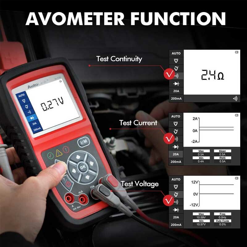 12V Car PowerScan Circuit Tester Electrical Power Probe AVOmeter Diagnostic OBD2