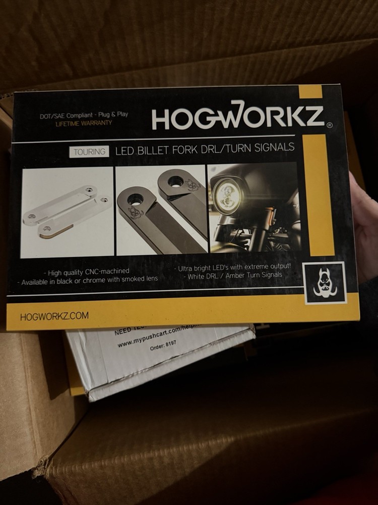 HogWorkz Touring LED Billet Fork DRL/Turn Signals Chrome
