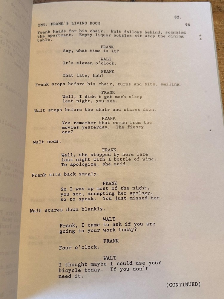 Wrestling Ernest Hemingway MOVIE ORIGINAL SCREENPLAY SCRIPT