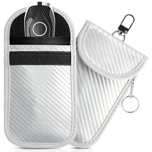 2 Pack Faraday Bag for Car Keys, Key Fob Protector Shielding Medium Silver