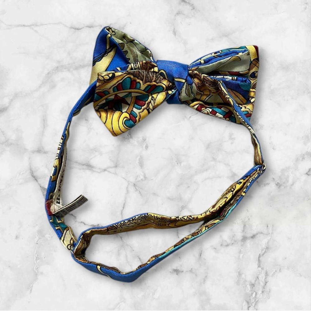 Hermes Blue Bow Tie Scarf Pattern Used